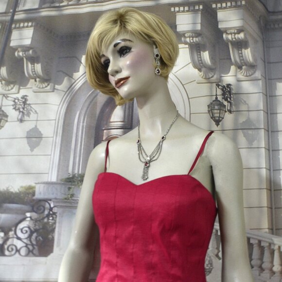 Max and Cleo Dress Size 6 to 8 Red Dressy Cocktail Evening Ruffled 36-inch Chest - Picture 7 of 9